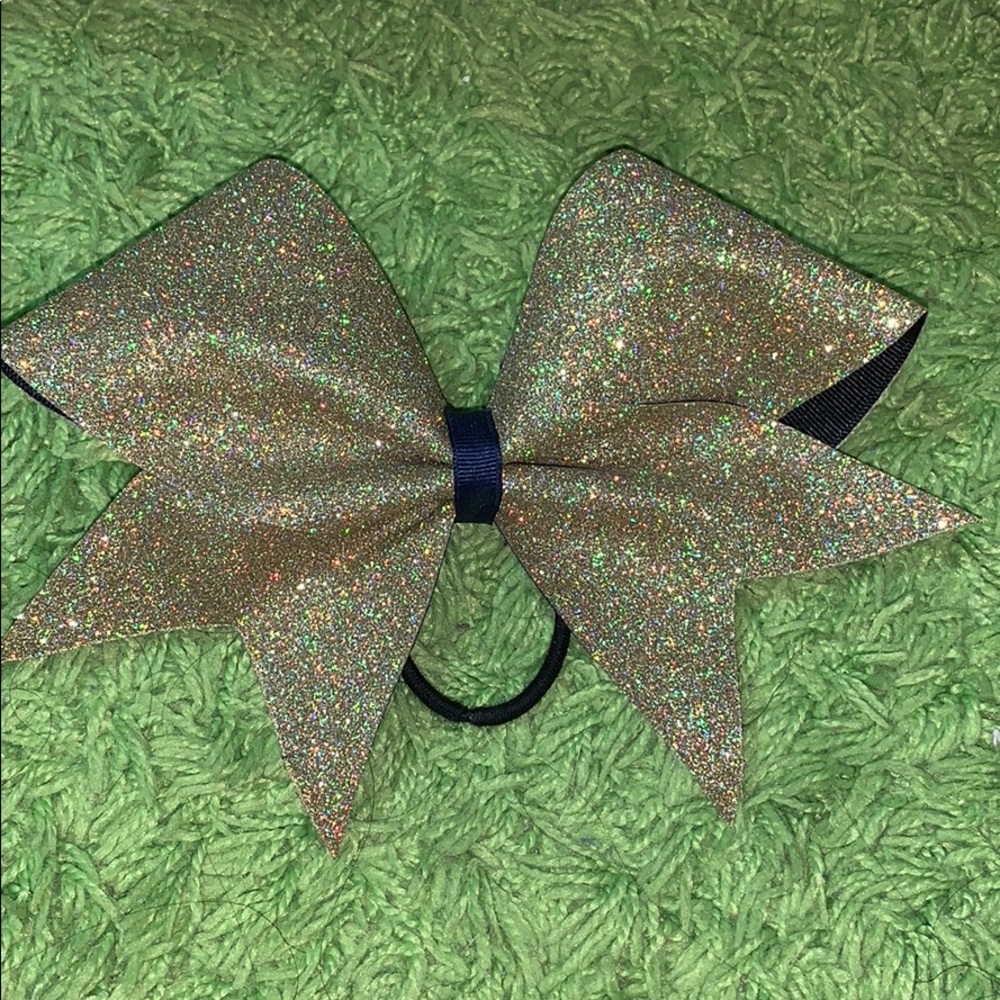 Gold sparkly stiff cheer bow